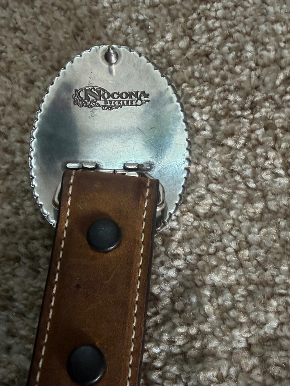 Nocona Brown Kids Leather Belt with Silver Tooled Buckle
